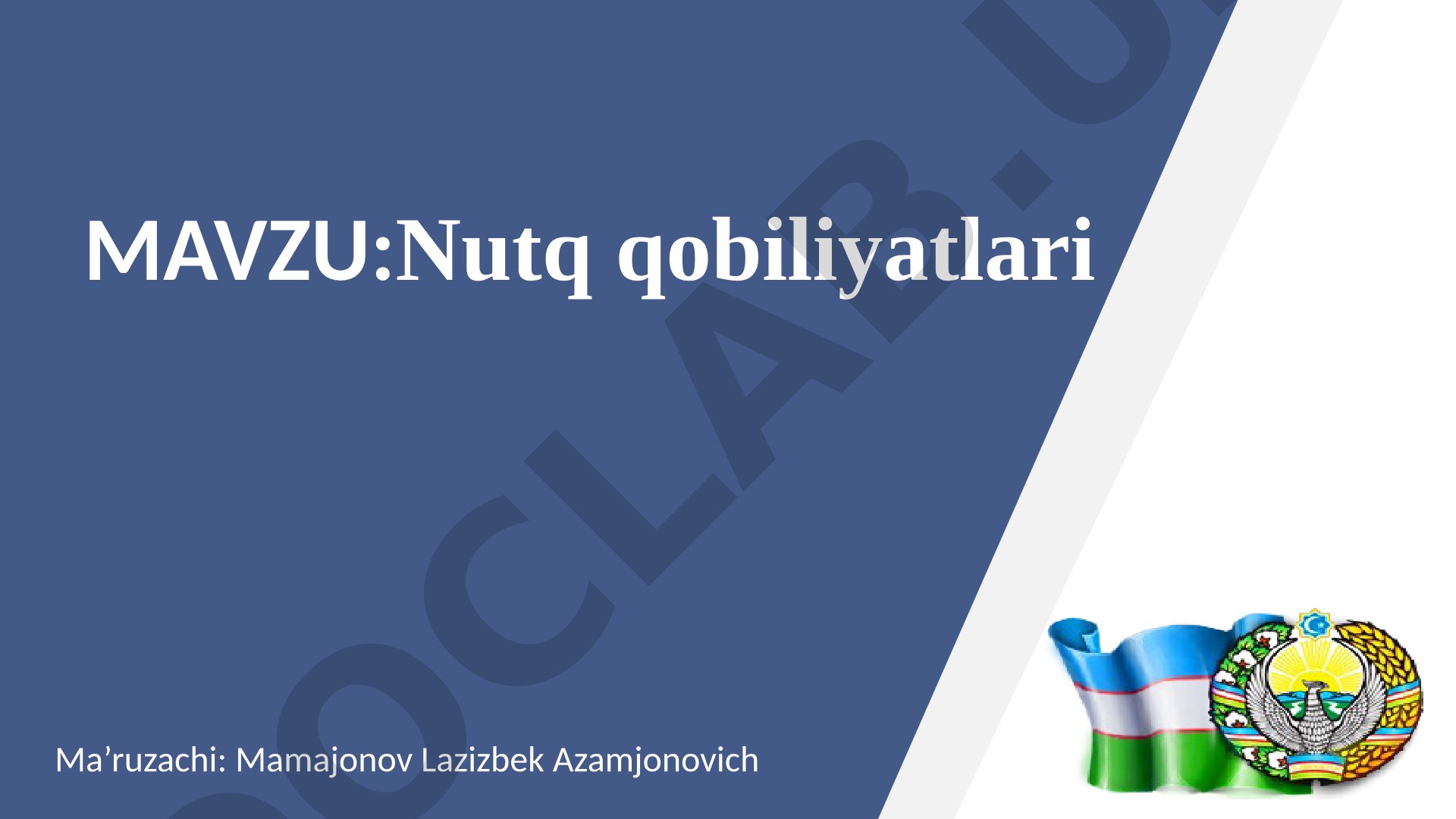 Nutqning maqsadlari, uslublari, jarayoni va rivojlantirish usullari haqida ma'ruza