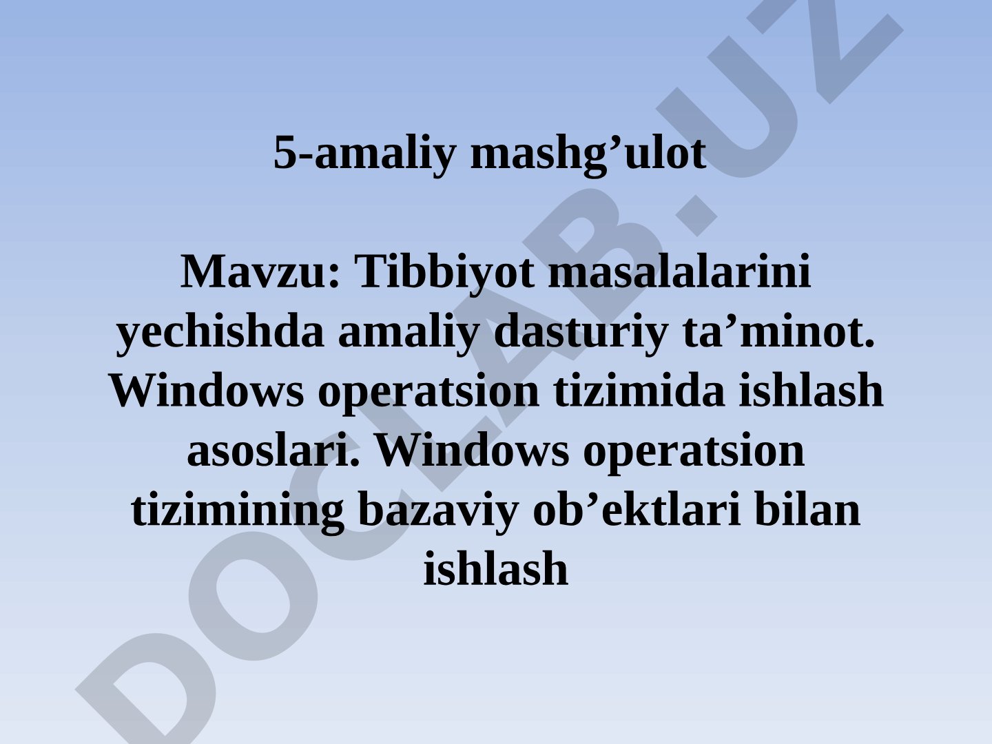 Tibbiyot masalalarini yechishda amaliy dasturiy ta’minot