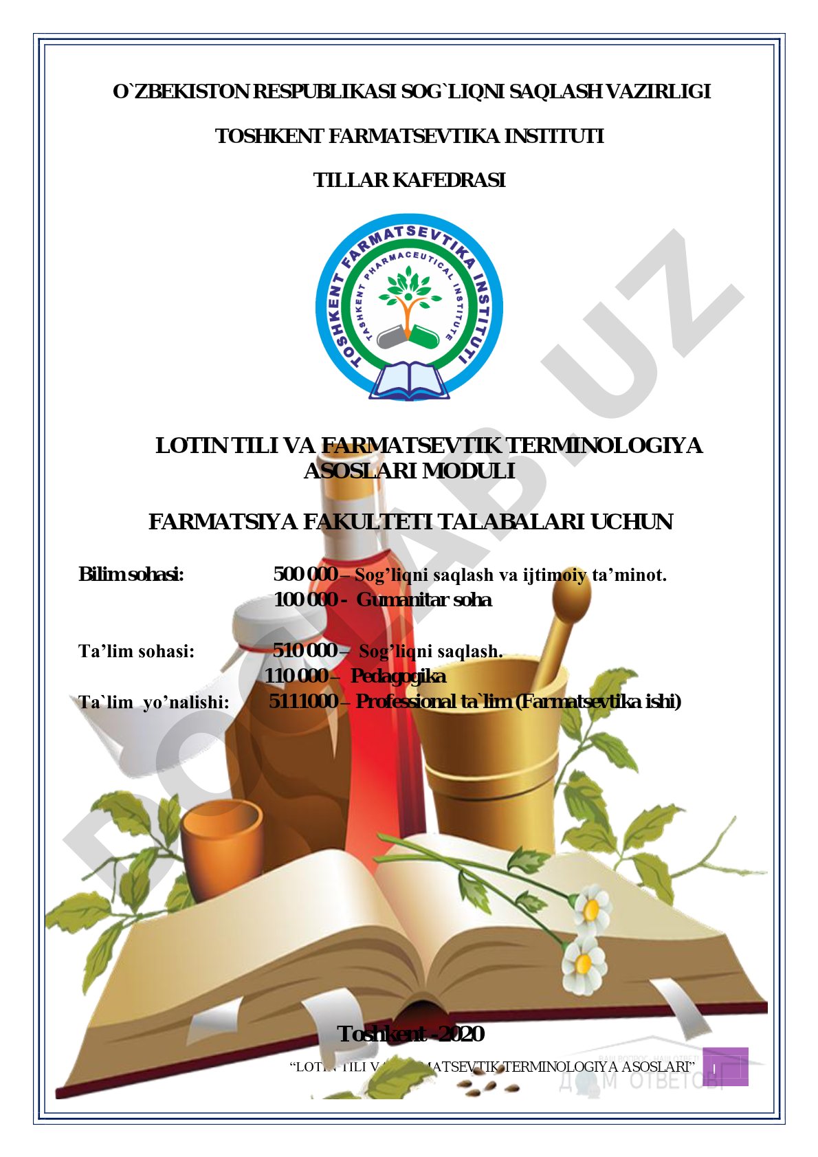 Lotin tili va farmatsevtik terminologiya asoslari