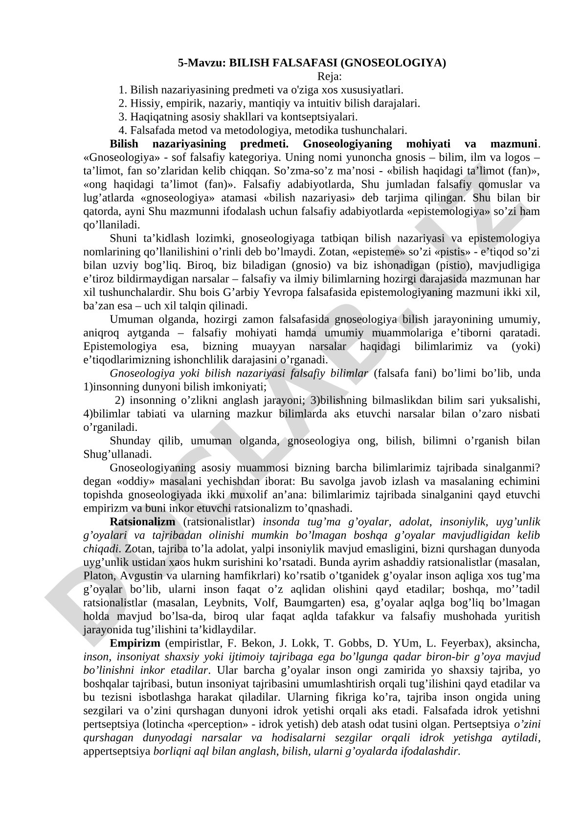 Bilish falsafasi (gnoseologiya)
