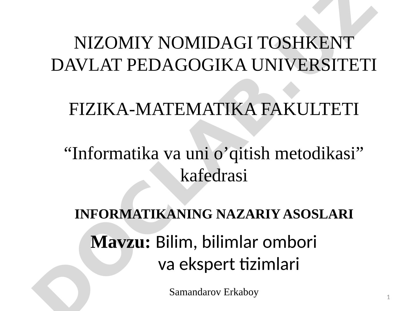 Bilim, bilimlar ombori va ekspert tizimlari