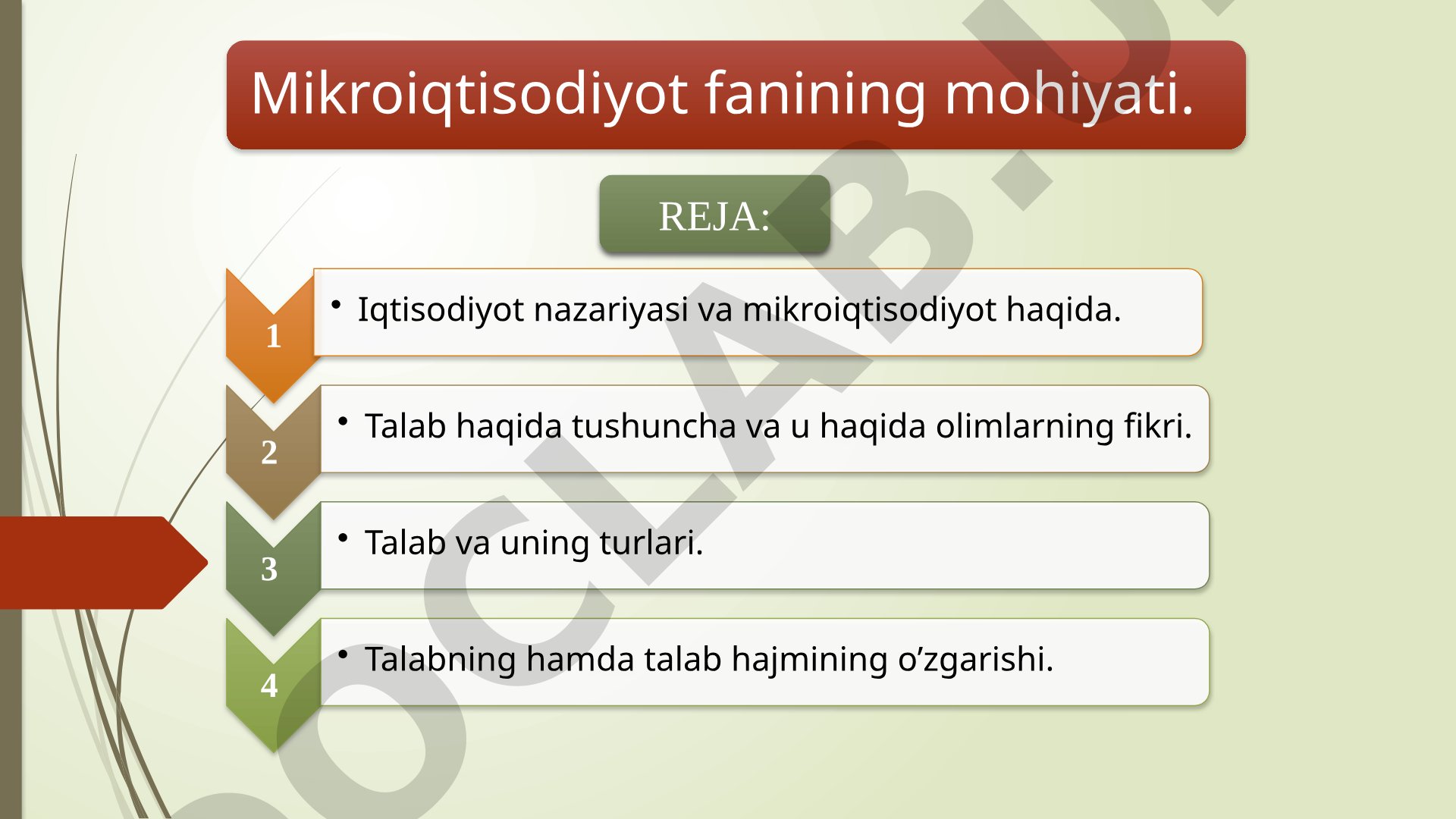 Mikroiqtisodiyot fanining mohiyati