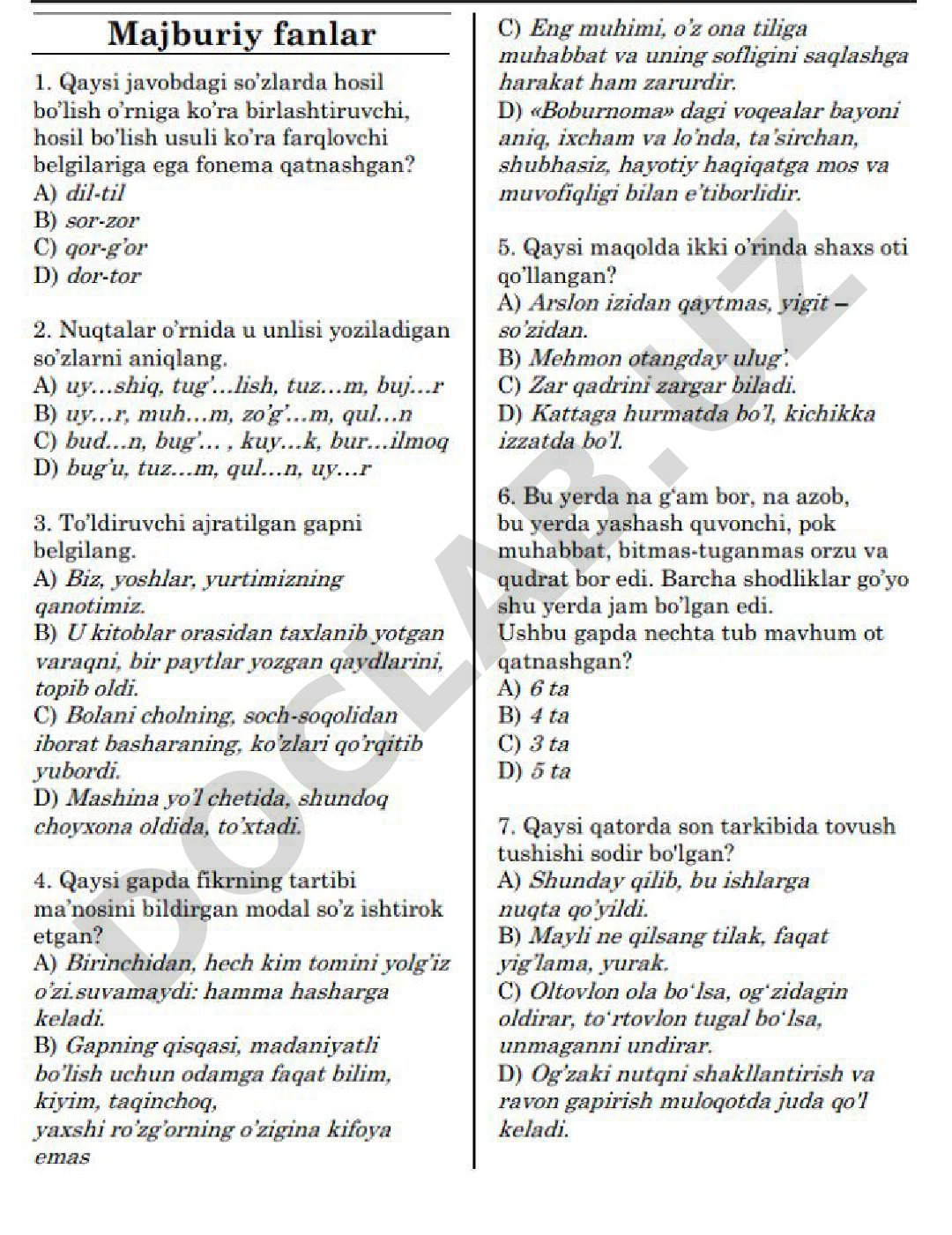 KURASH TURLARI VA UNING TASNIFI