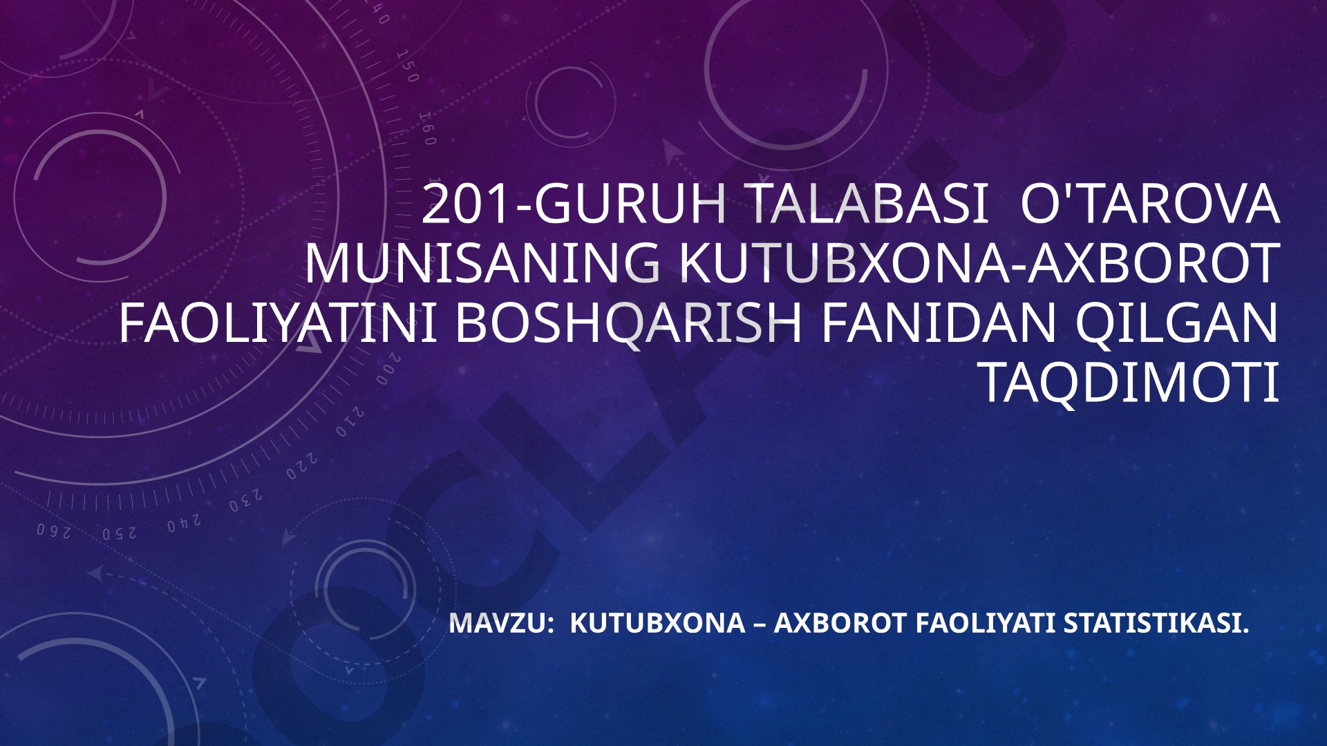 Kutubxona – axborot faoliyati statistikasi