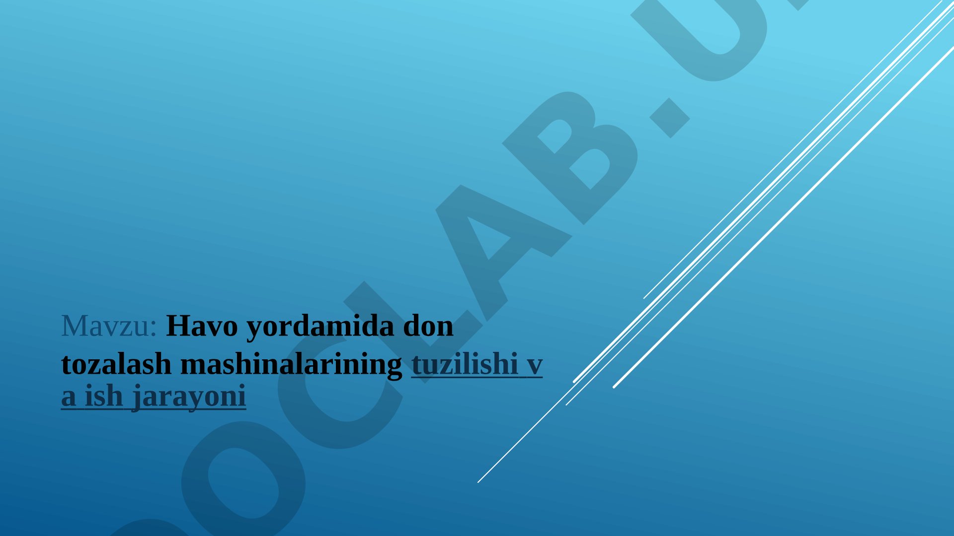 Havo yordamida don tozalash mashinalarining tuzilishi va ish jarayoni