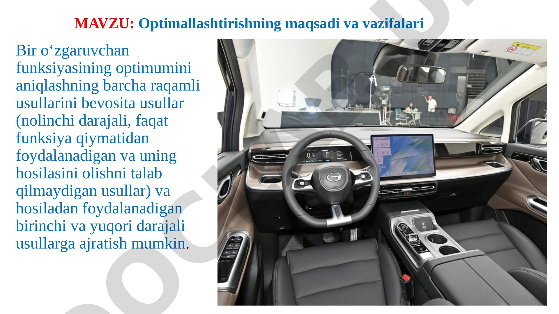 Optimallashtirishning maqsadi va vazifalari
