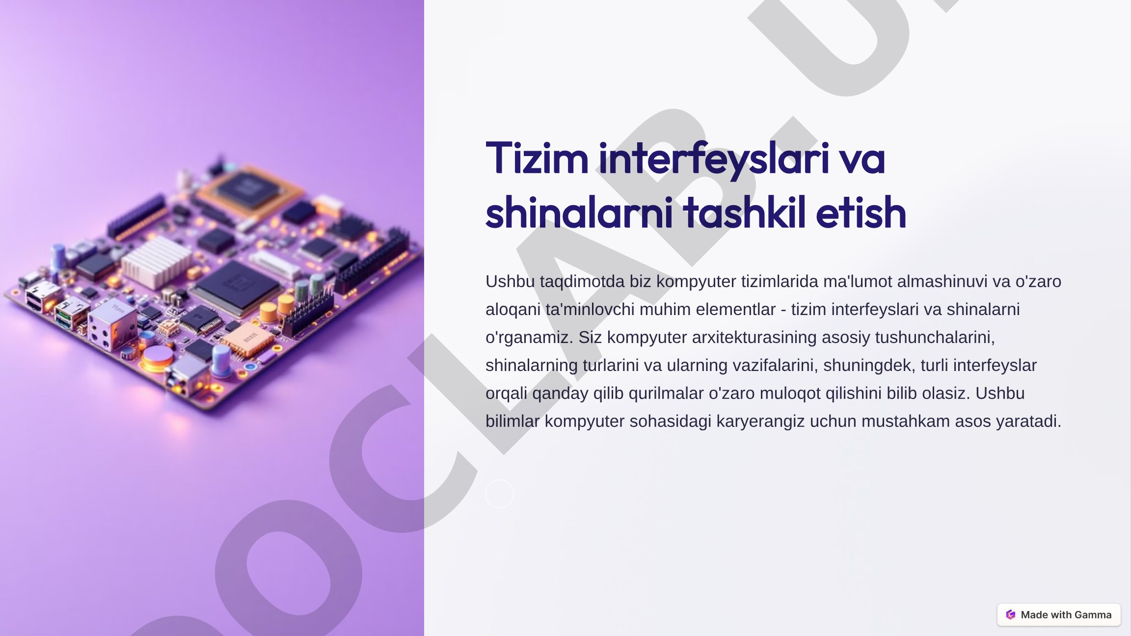 Tizim interfeyslari va shinalarni tashkil etish
