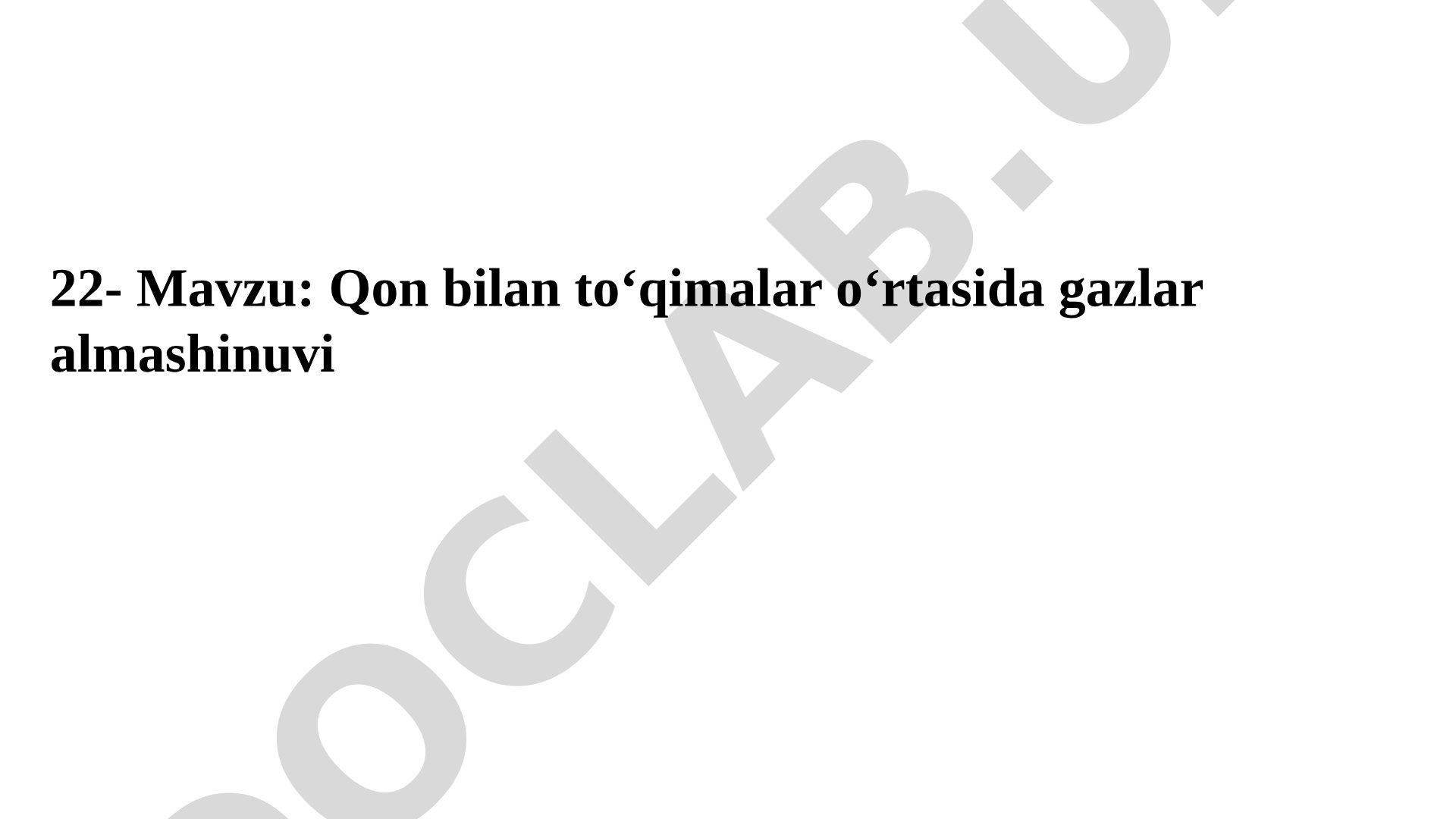 Qon bilan to‘qimalar o‘rtasida gazlar almashinuvi