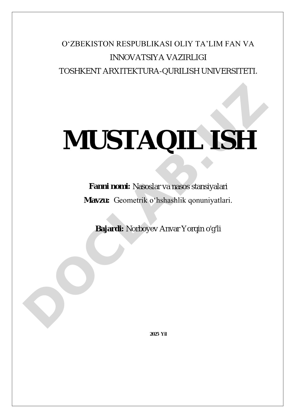Geometrik oʻhshashlik qonuniyatlari
