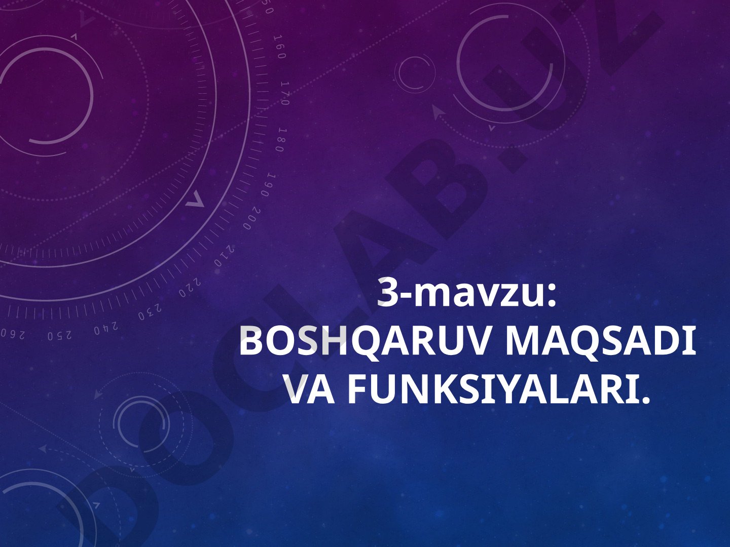 Boshqaruv maqsadi va funksiyalari