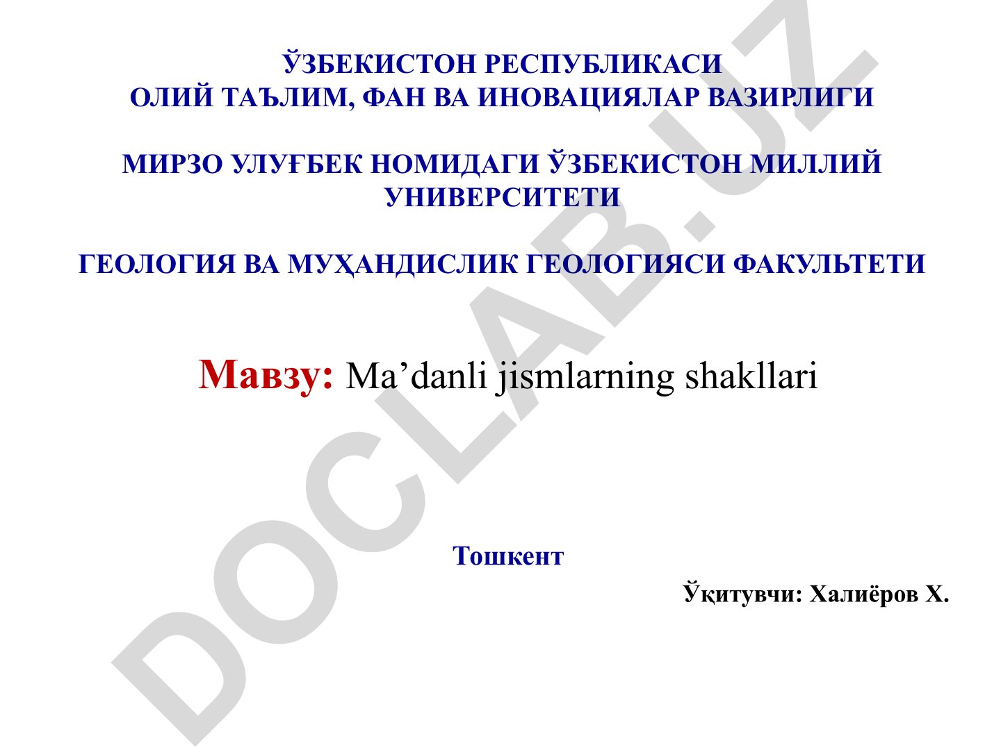 Ma’danli jismlarning shakllari