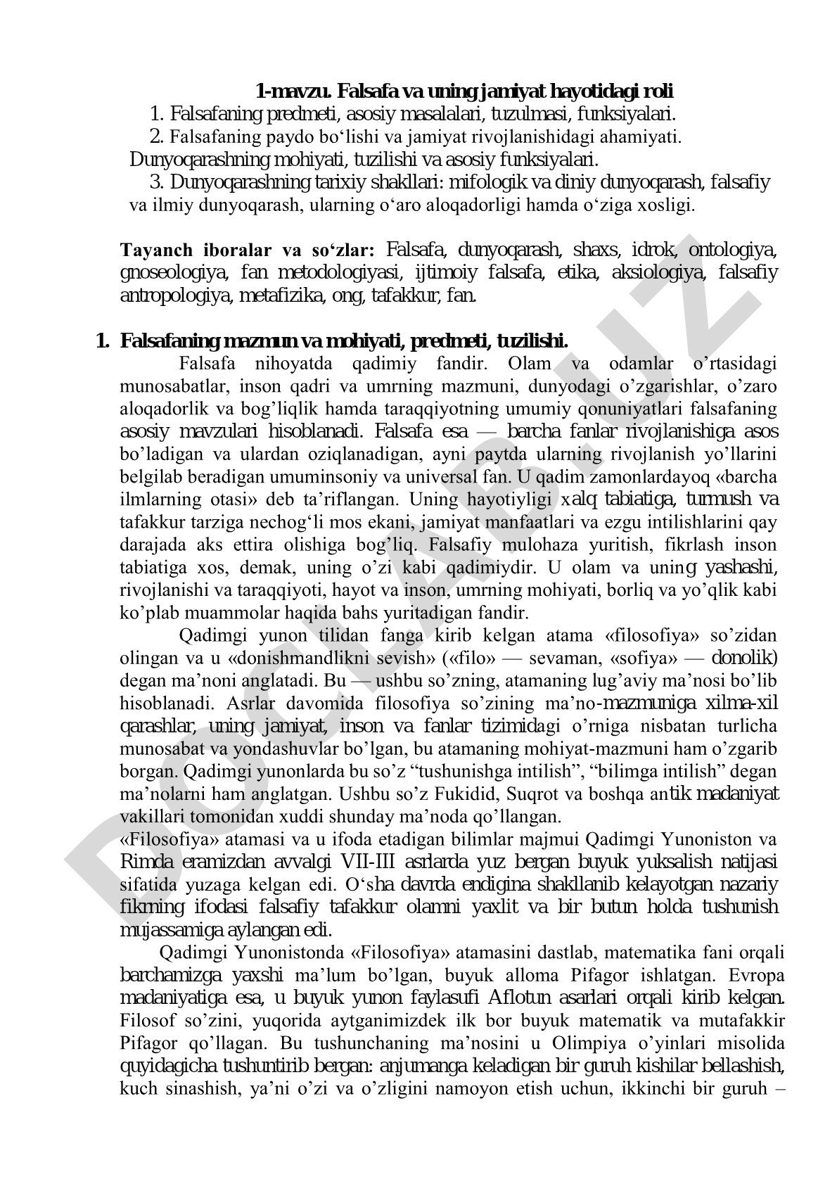 Falsafa va uning jamiyat hayotidagi roli