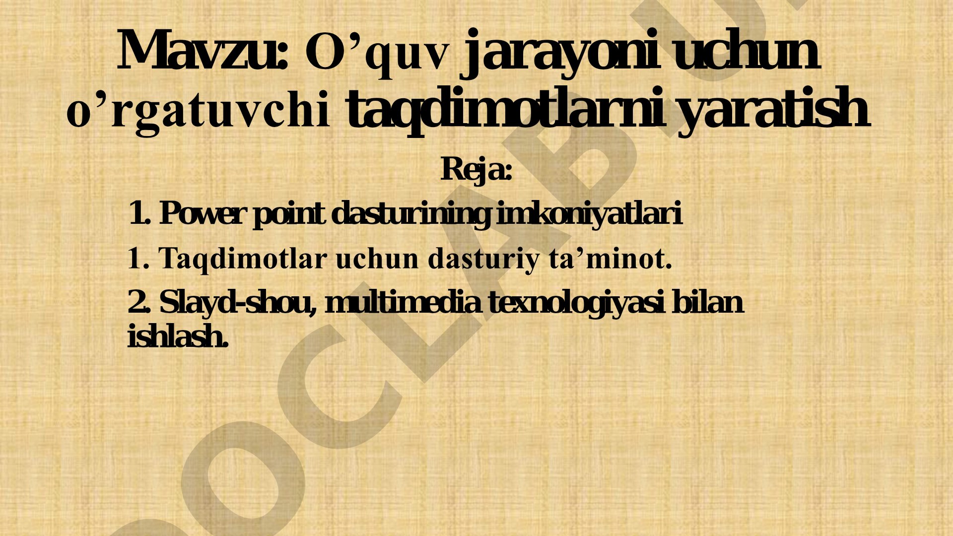 O'quv jarayoni uchun o'rgatuvchi taqdimotlarni yaratish