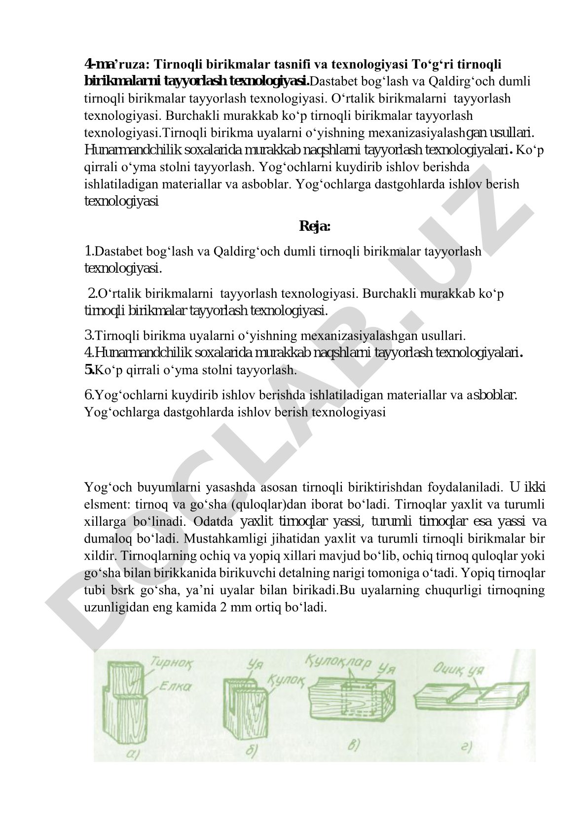 Tirnoqli birikmalar tasnifi va texnologiyasi