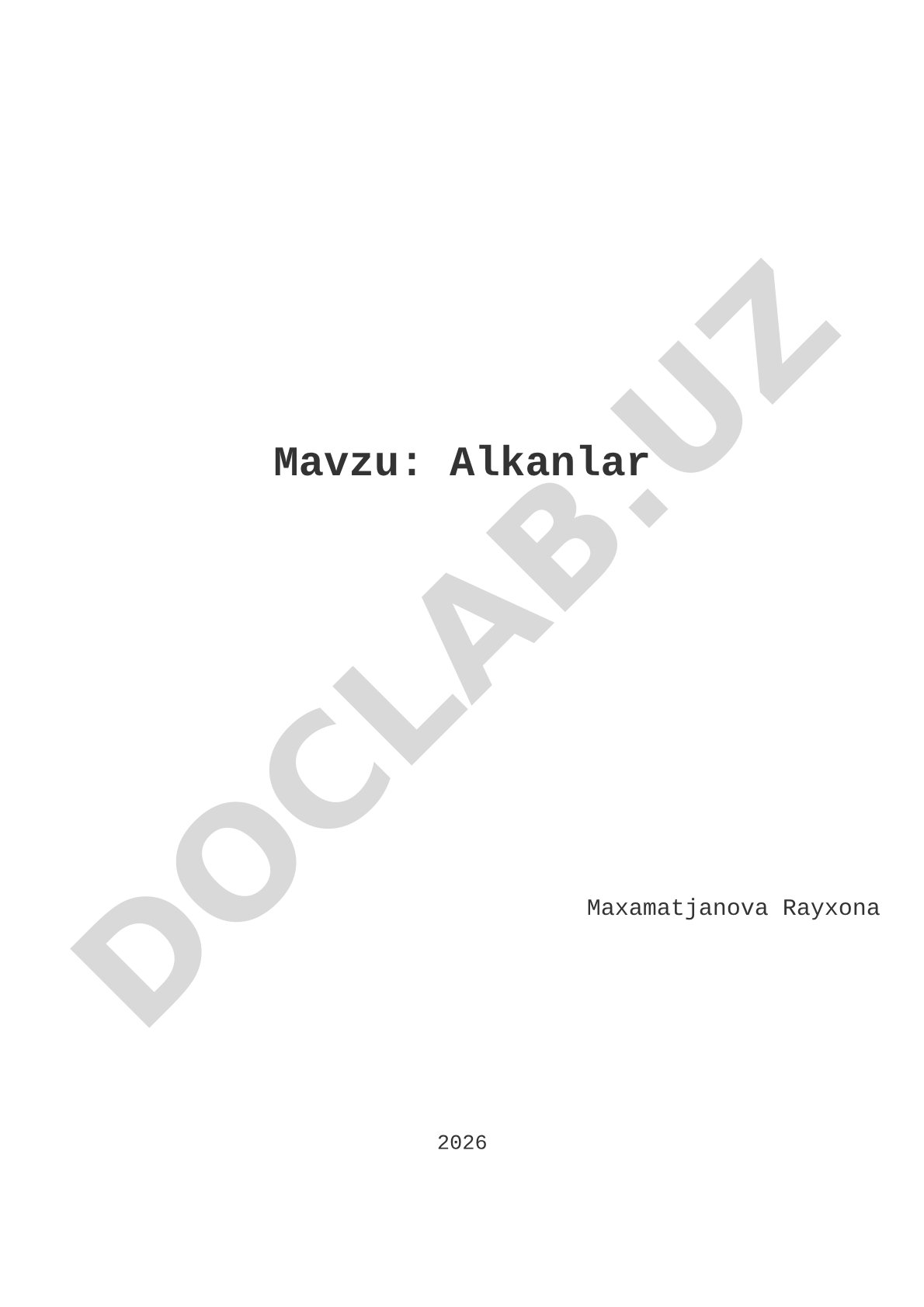 Alkanlar