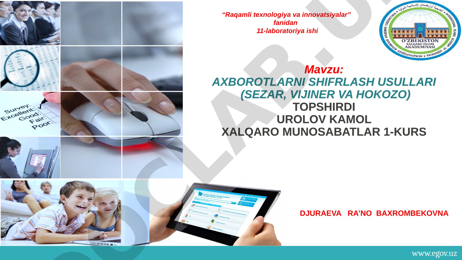 Axborotlarni shifrlash usullari (Sezar, Vijiner va hokozo)