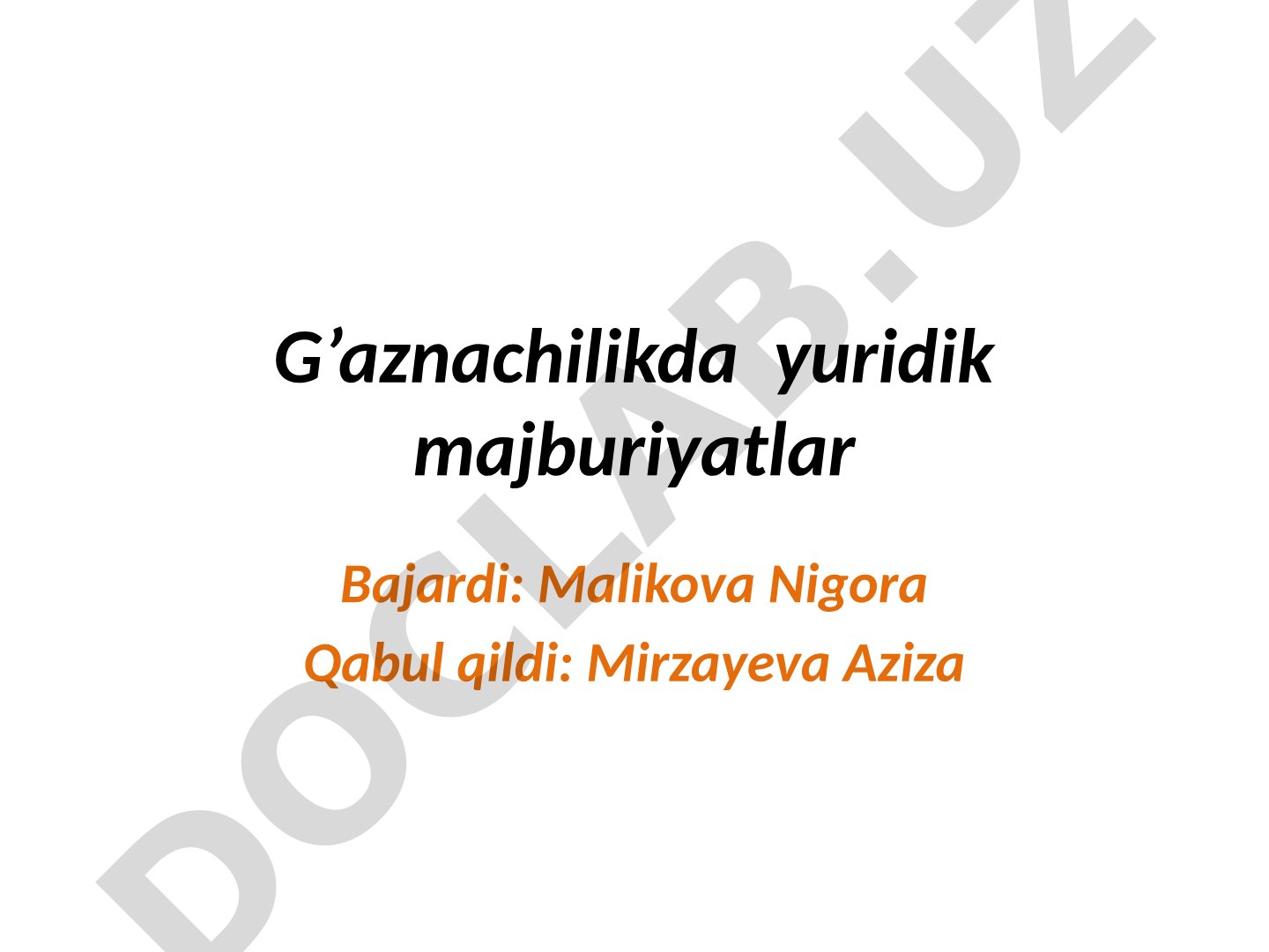 G'aznachilikda yuridik majburiyatlar