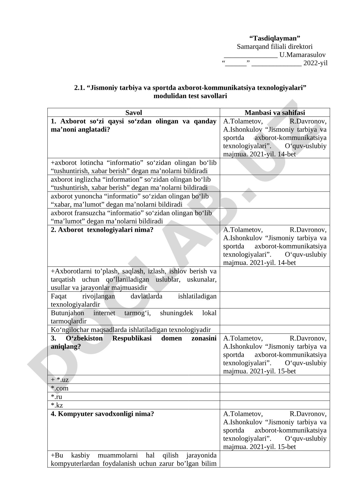 Jismoniy tarbiya va sportda axborot-kommunikatsiya texnologiyalari