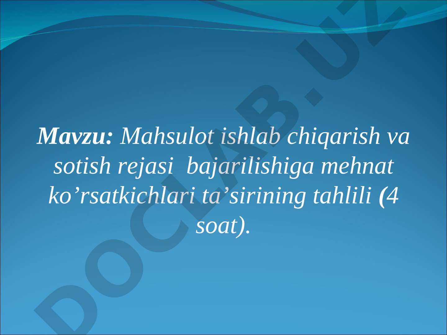 Mahsulot ishlab chiqarish va sotish rejasi bajarilishiga mehnat ko’rsatkichlari ta’sirining tahlili