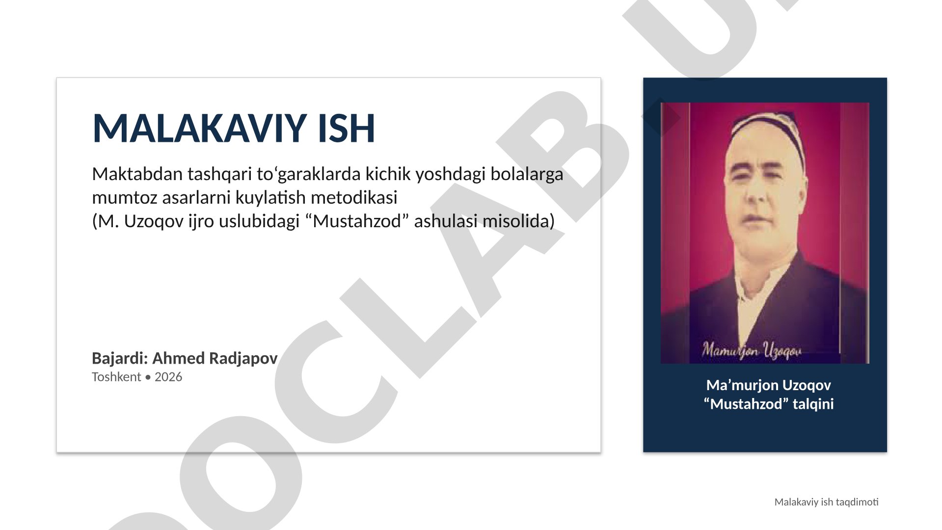 Maktabdan tashqari to‘garaklarda kichik yoshdagi bolalarga mumtoz asarlarni kuylatish metodikasi