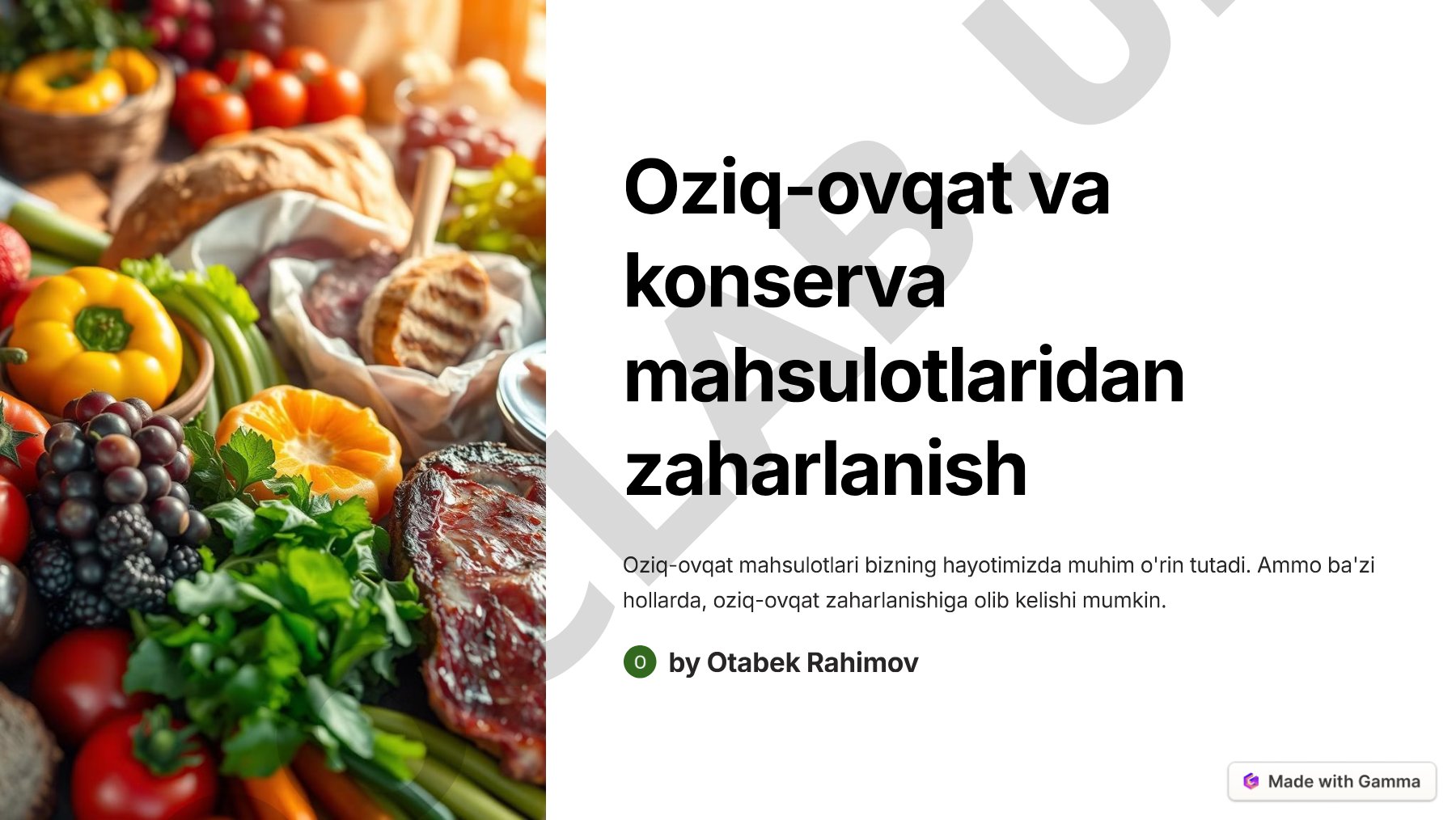 Oziq-ovqat va konserva mahsulotlaridan zaharlanish
