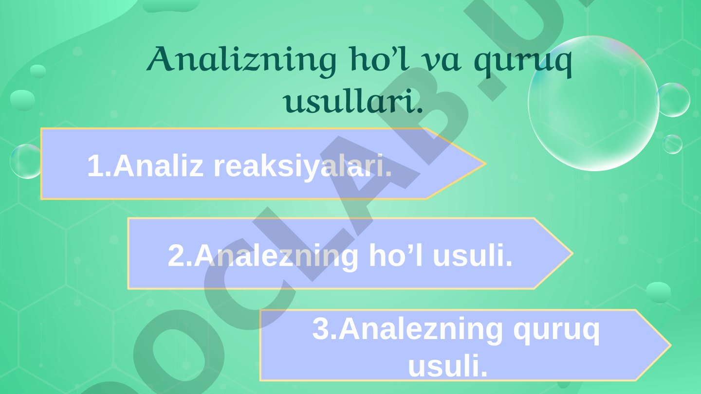 Analizning ho’l va quruq usullari