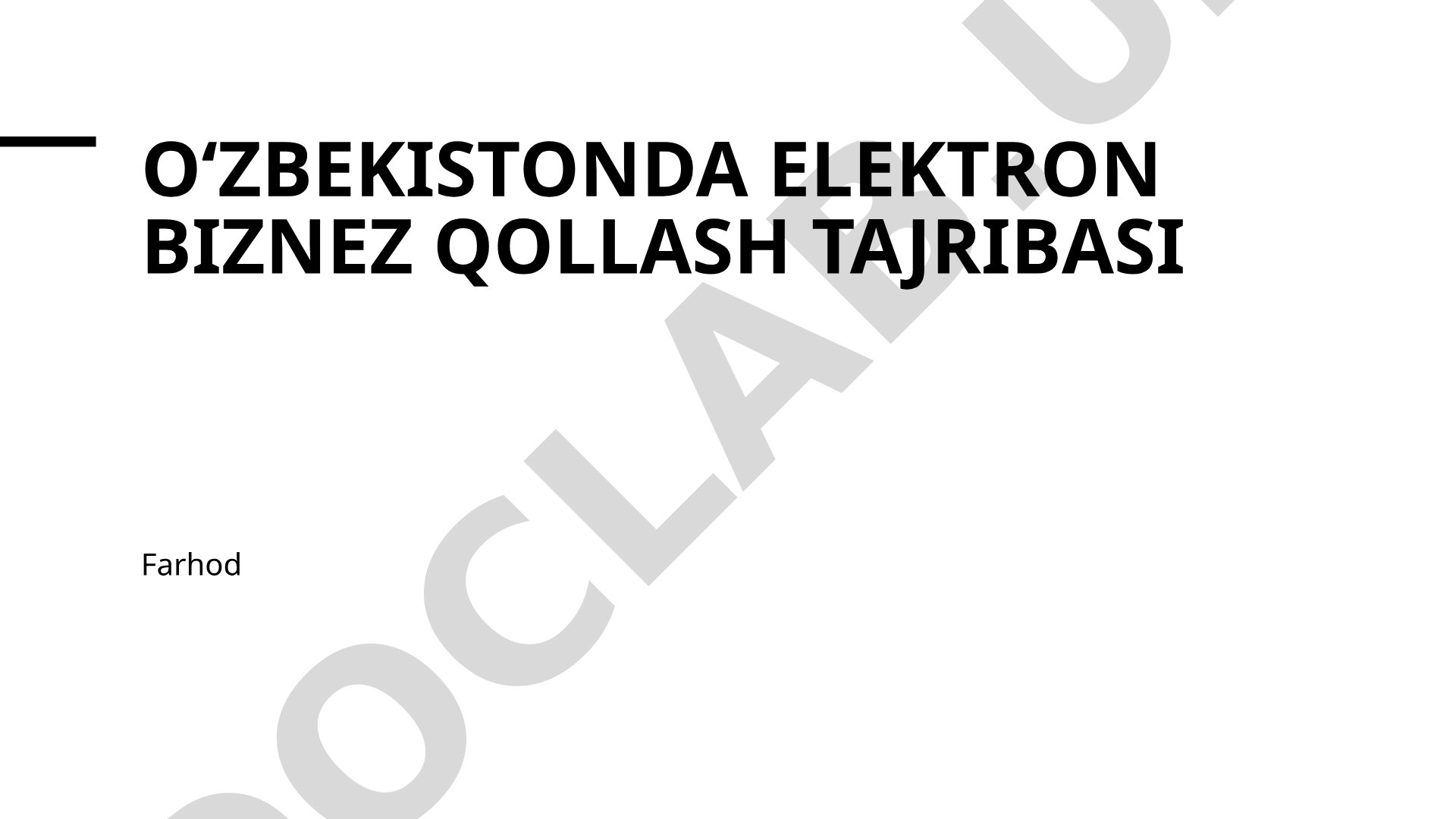 Oʻzbekistonda elektron biznesni qoʻllash tajribasi