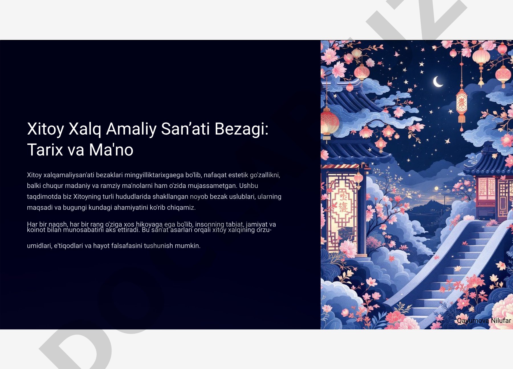 Xitoy Xalq Amaliy Sanʼati Bezagi: Tarix va Ma'no