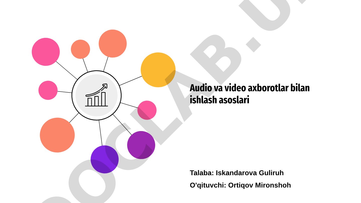 Audio va video axborotlar bilan ishlash asoslari