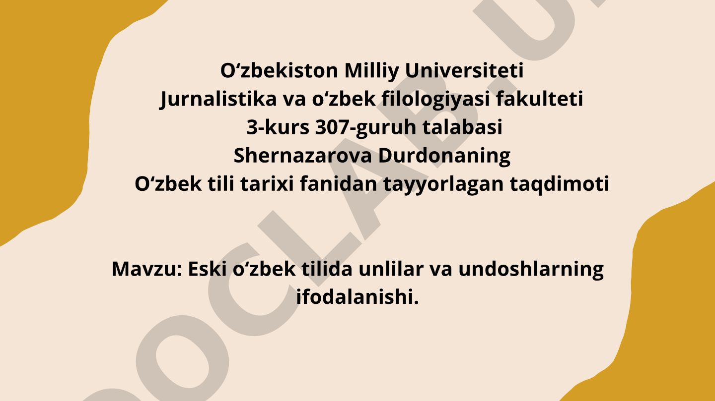 Eski oʻzbek tilida unlilar va undoshlarning ifodalanishi