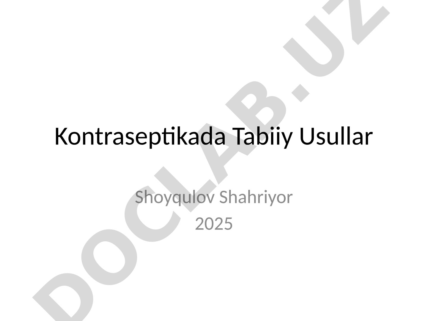 Kontraseptikada Tabiiy Usullar