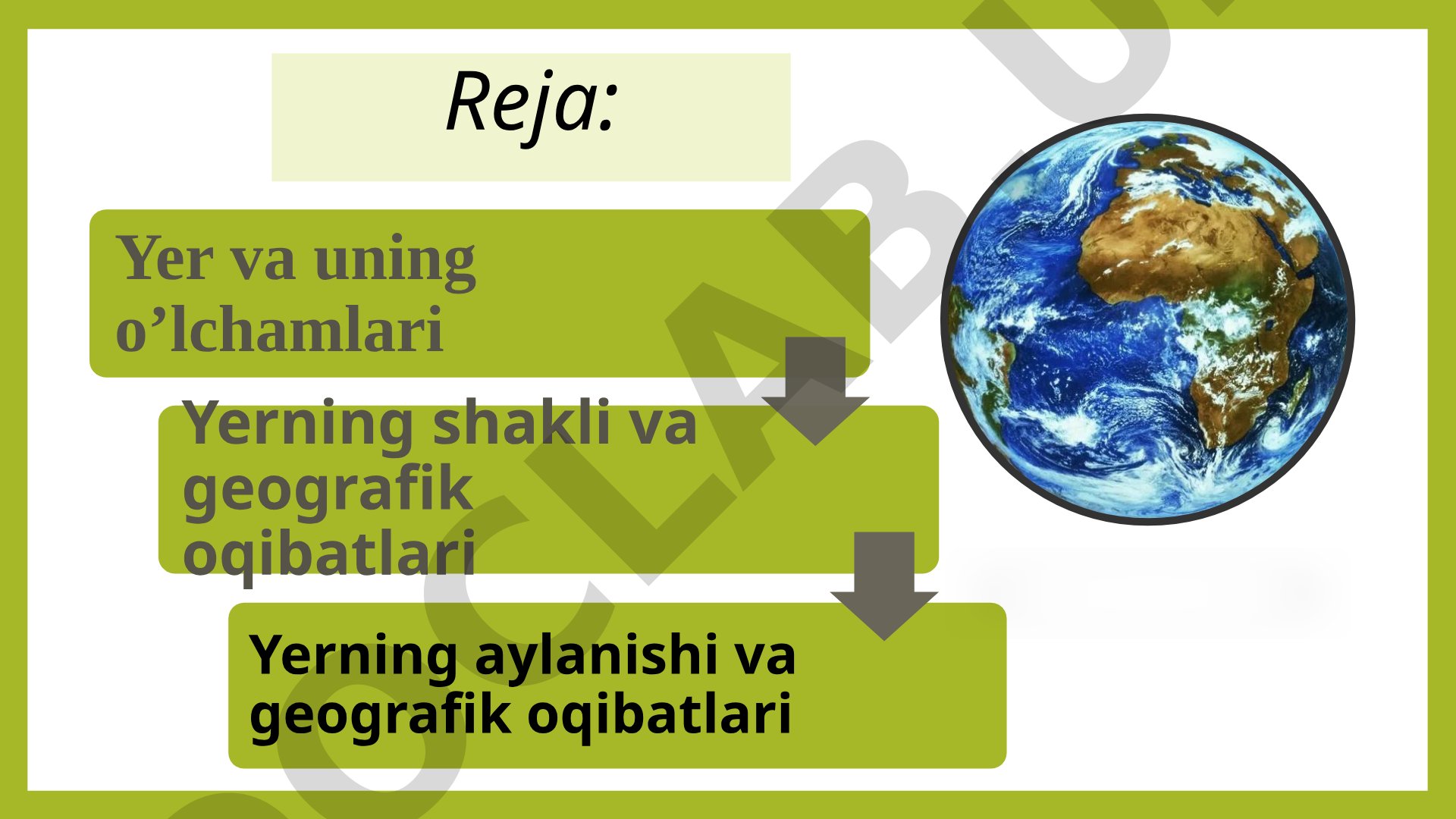 Yer va uning o’lchamlari