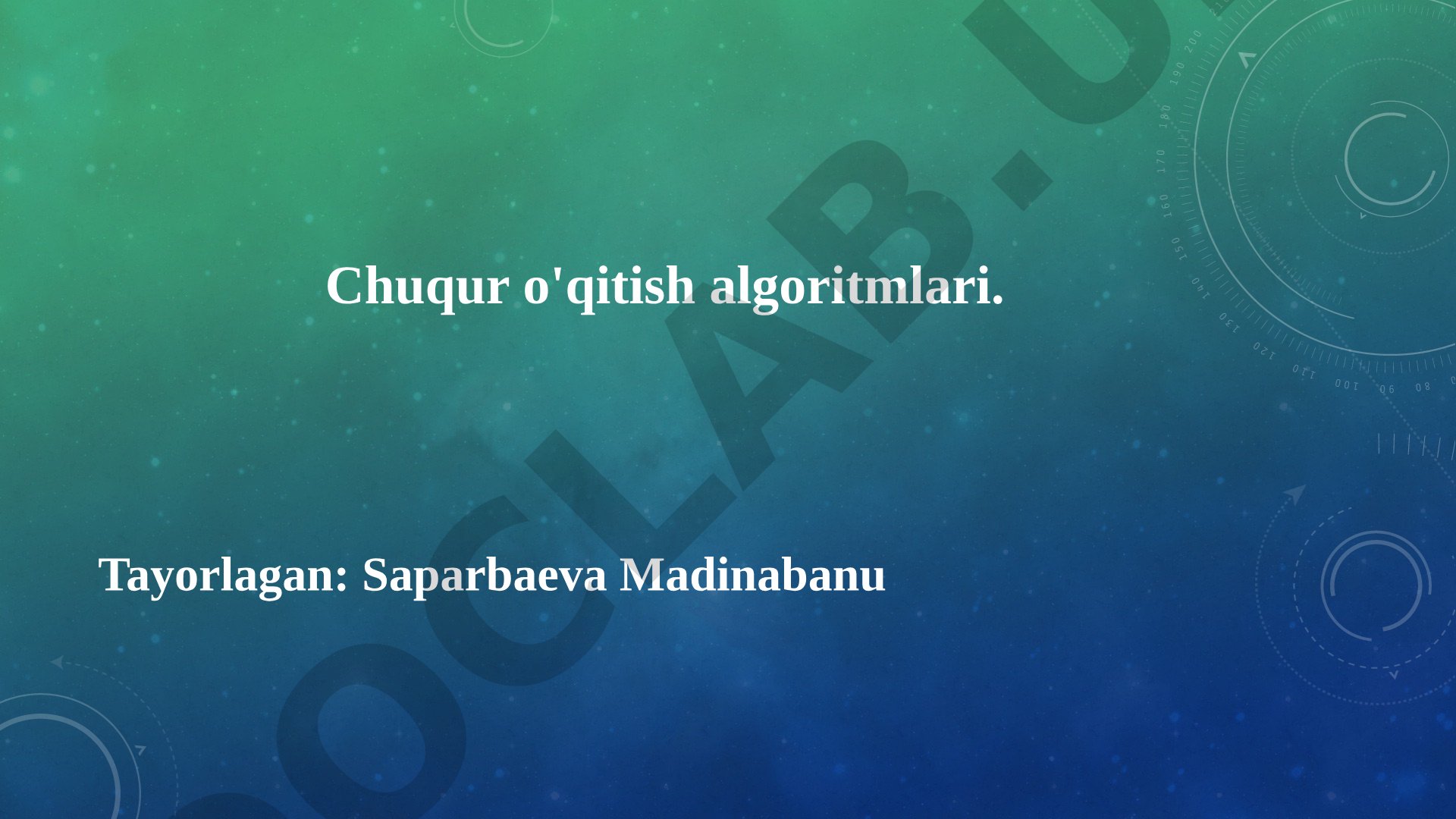 Chuqur o'qitish algoritmlari