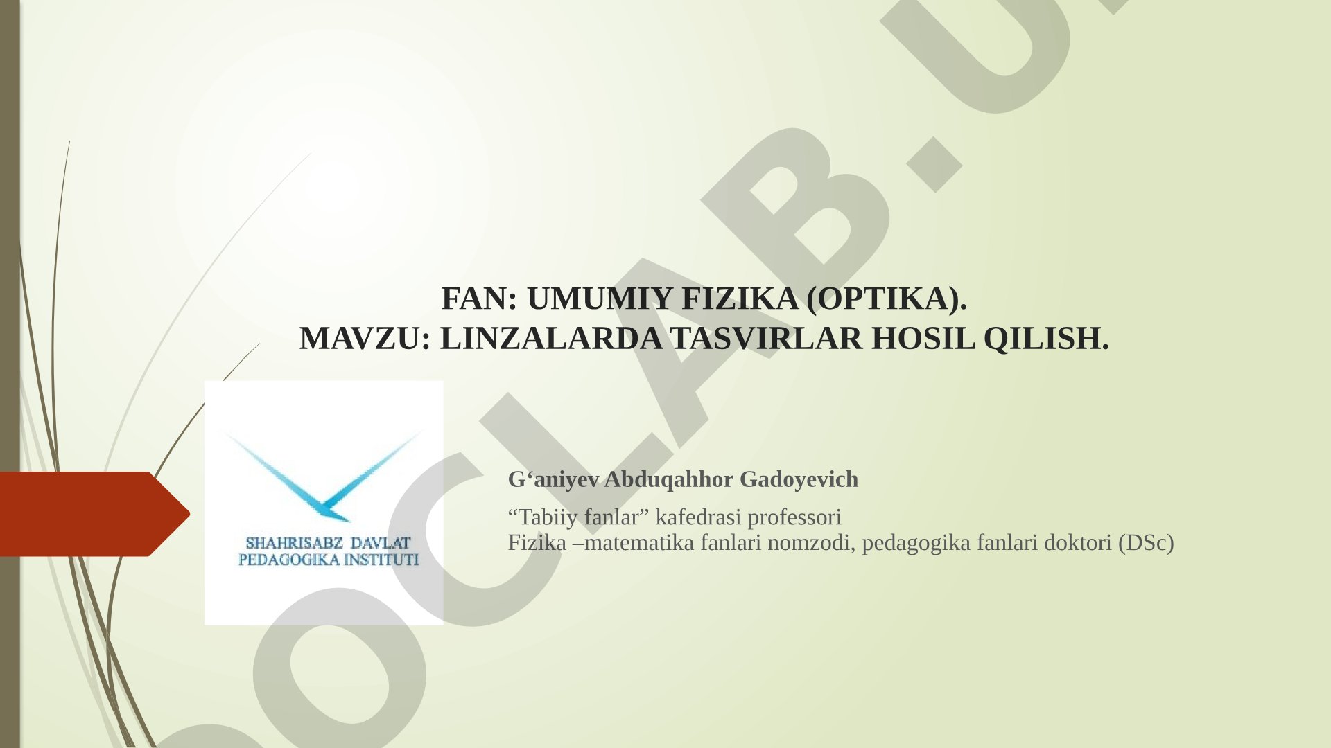 Linzalarda tasvirlar hosil qilish