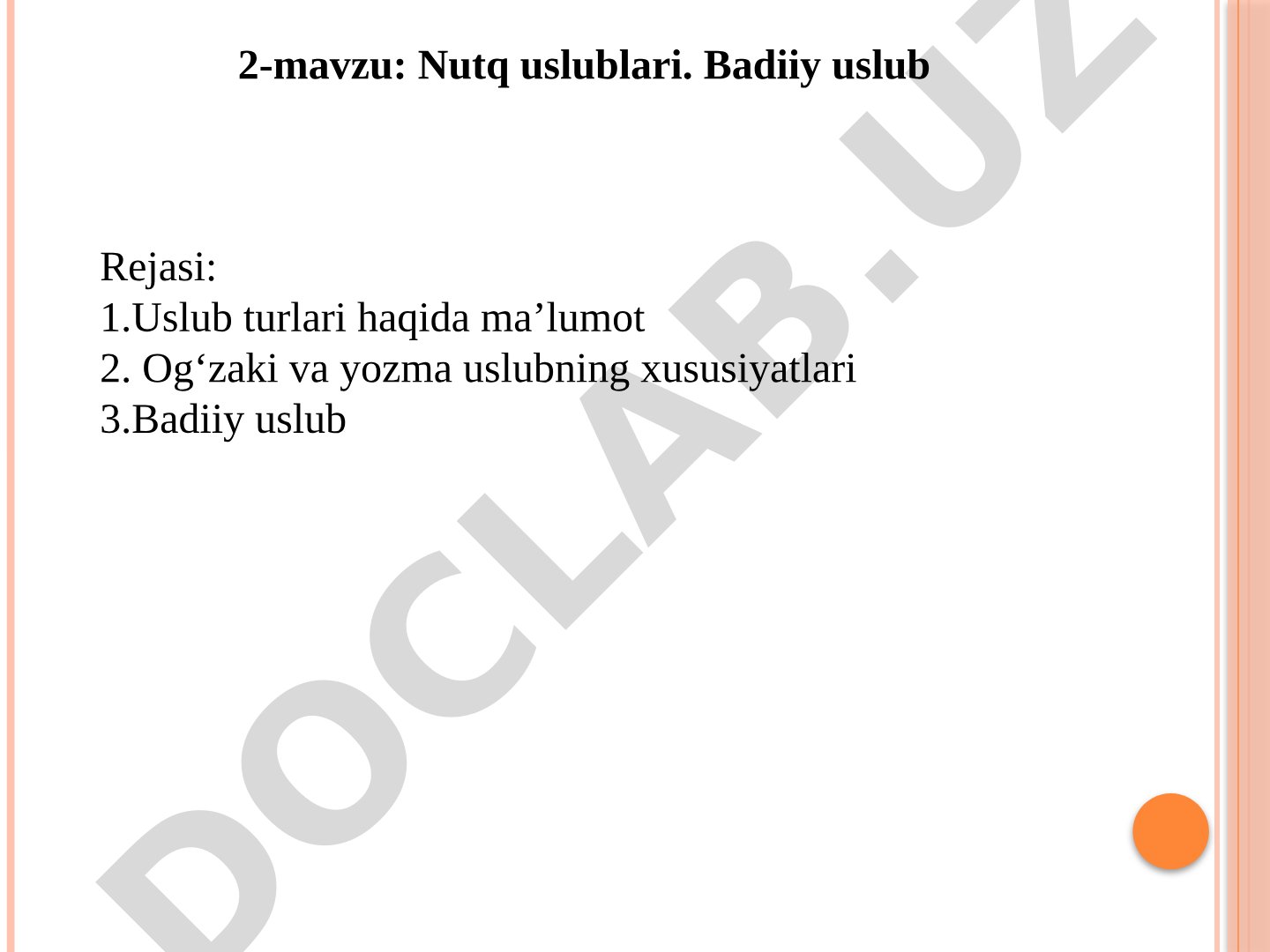 Nutq uslublari. Badiiy uslub
