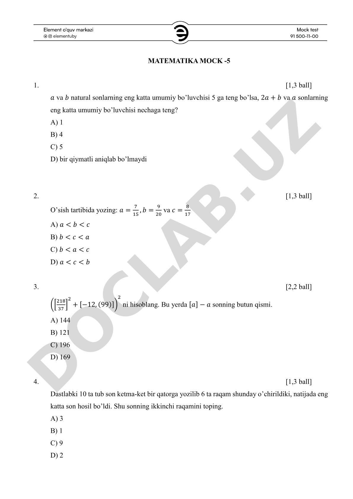 Matematika mock -5
