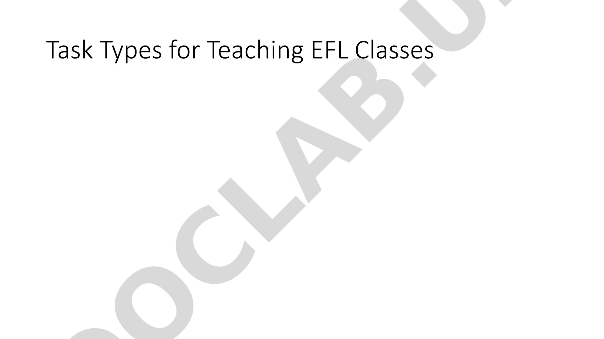 Task Types for Teaching EFL Classes