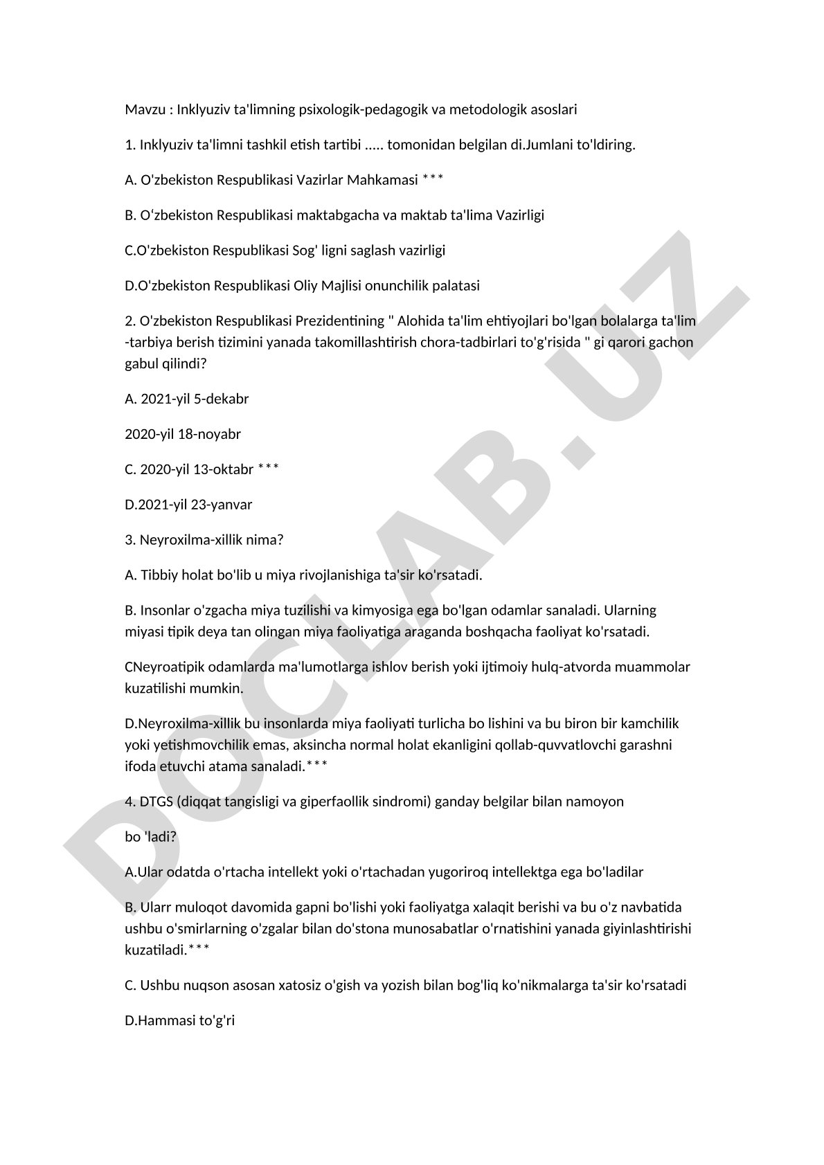 Inklyuziv ta'limning psixologik-pedagogik va metodologik asoslari