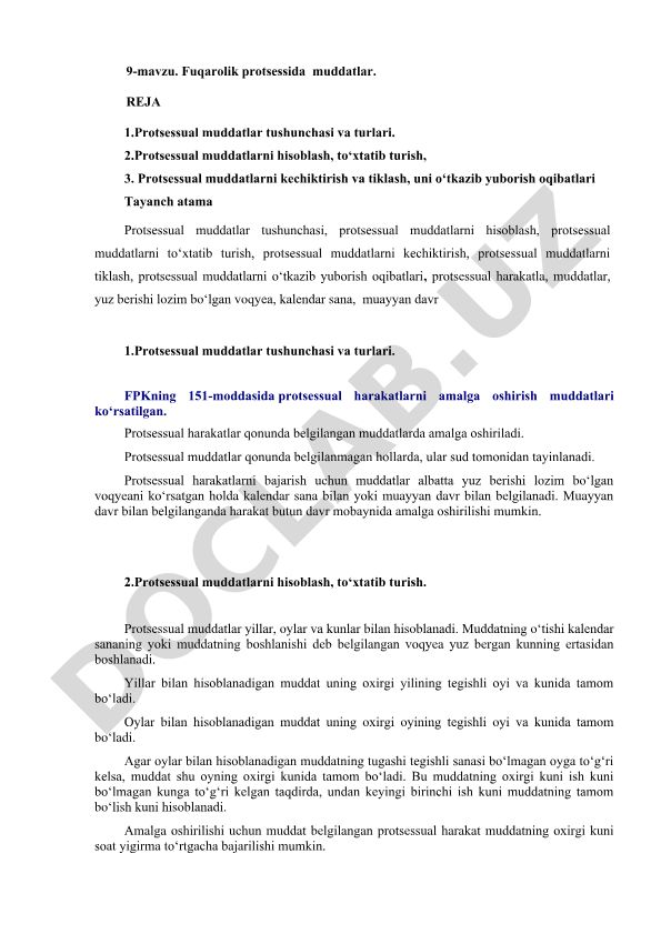 Fuqarolik protsessida muddatlar