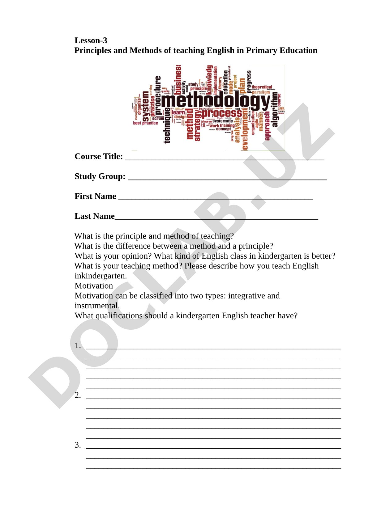 Principles and Methods of Teaching English in Primary Education