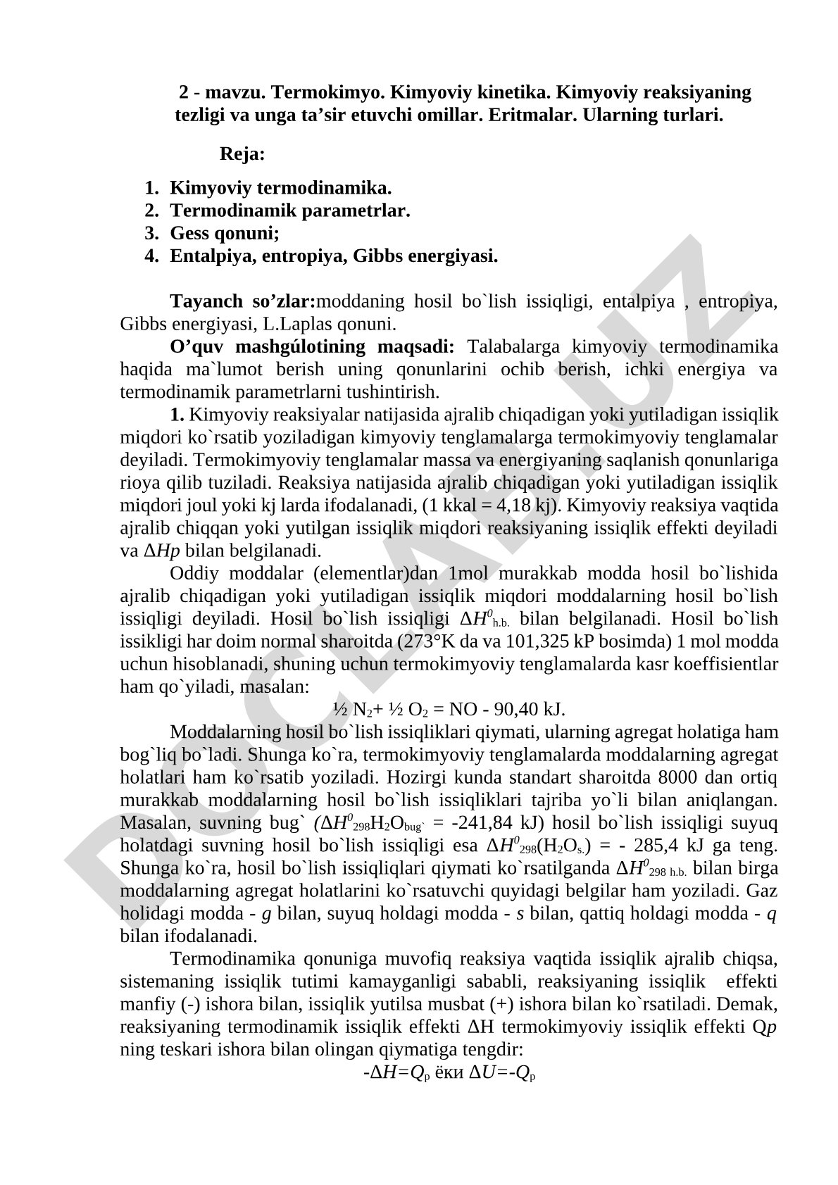 Termokimyo va kimyoviy kinetika