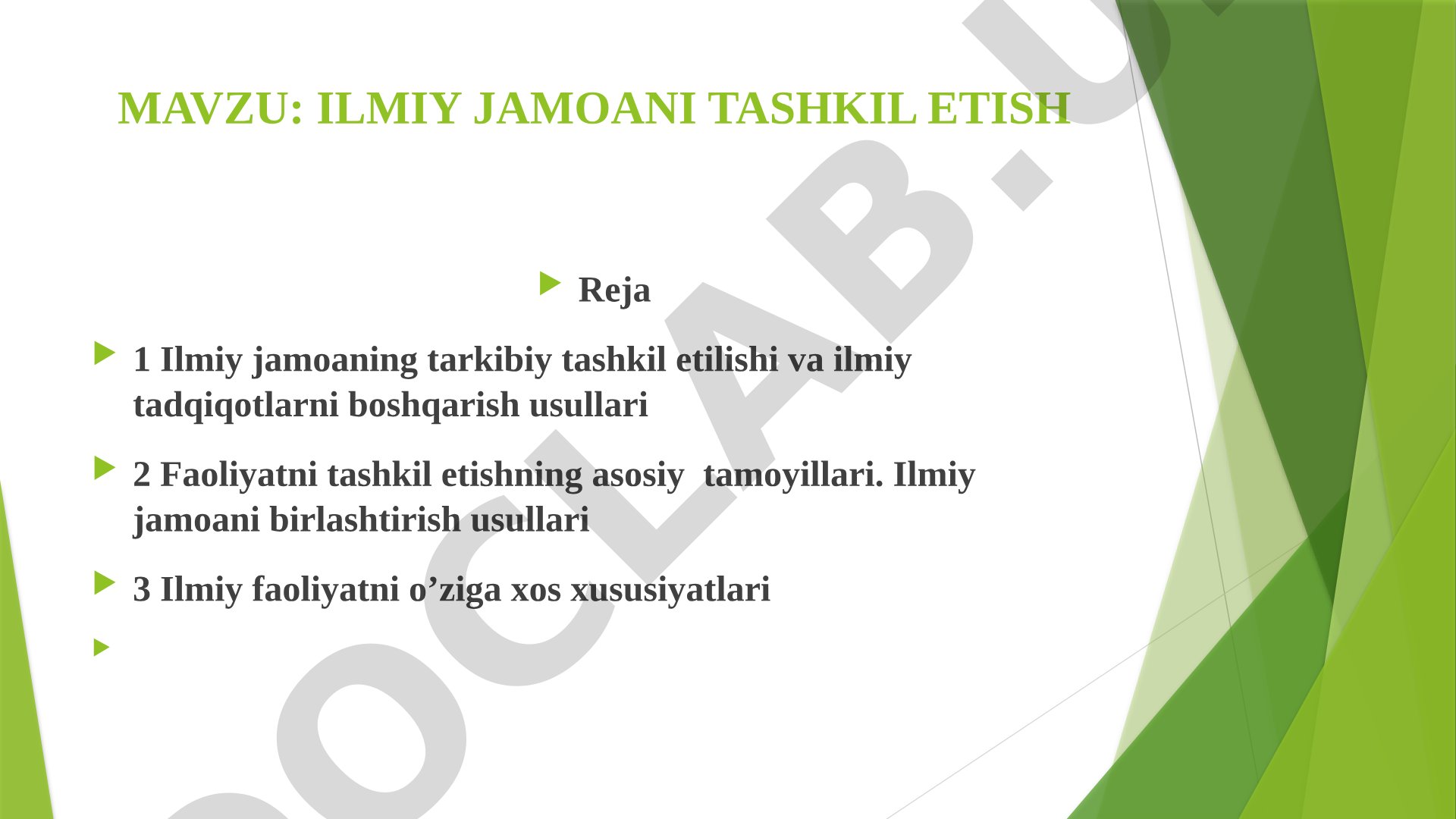 Ilmiy jamoani tashkil etish
