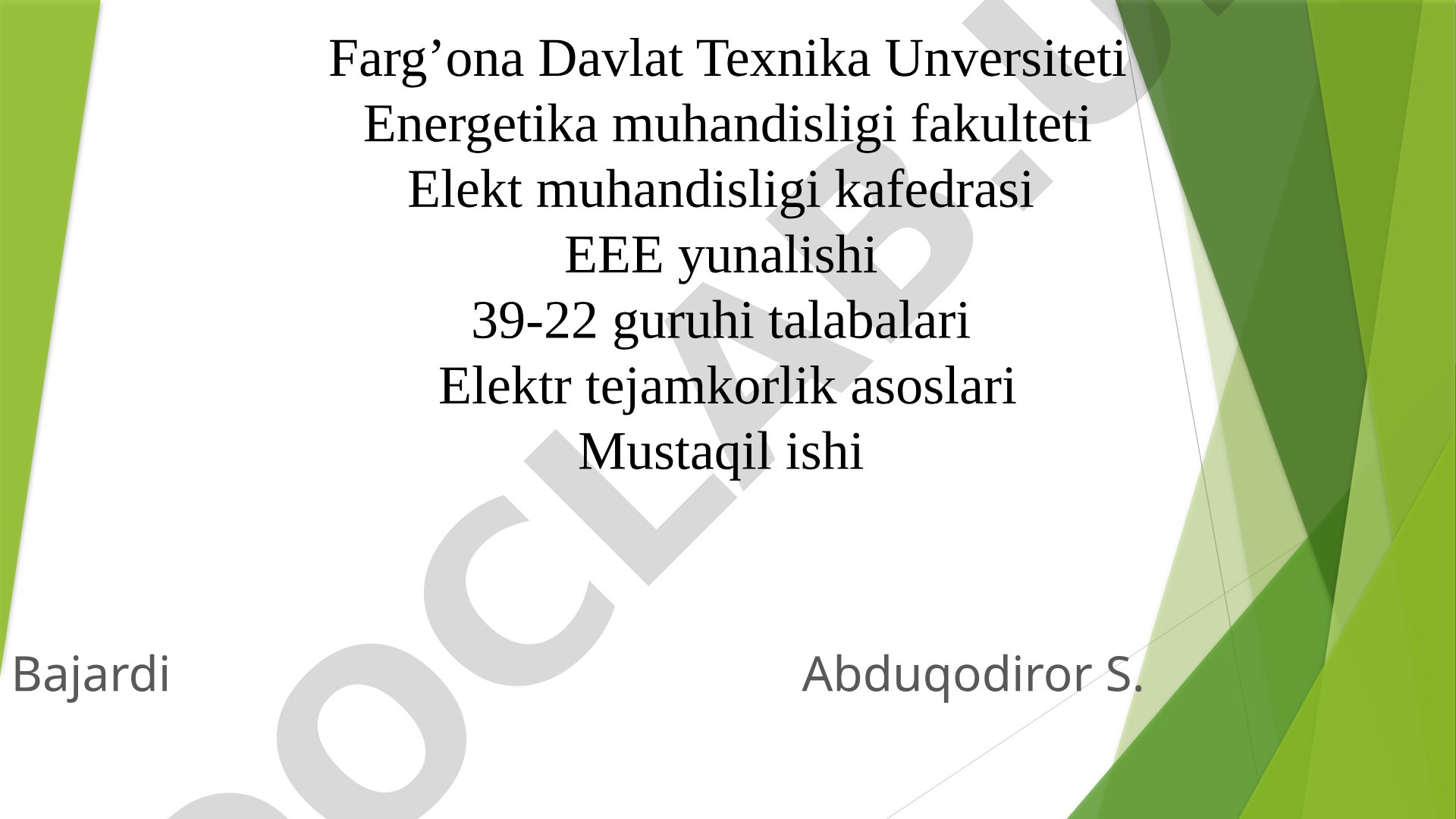Energiya samaradorligi choralari