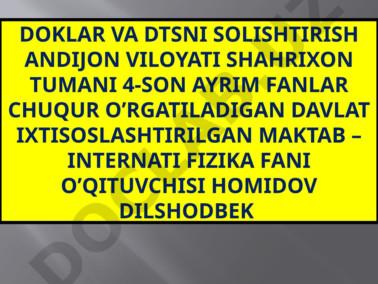 DOKlar va DTSni solishtirish