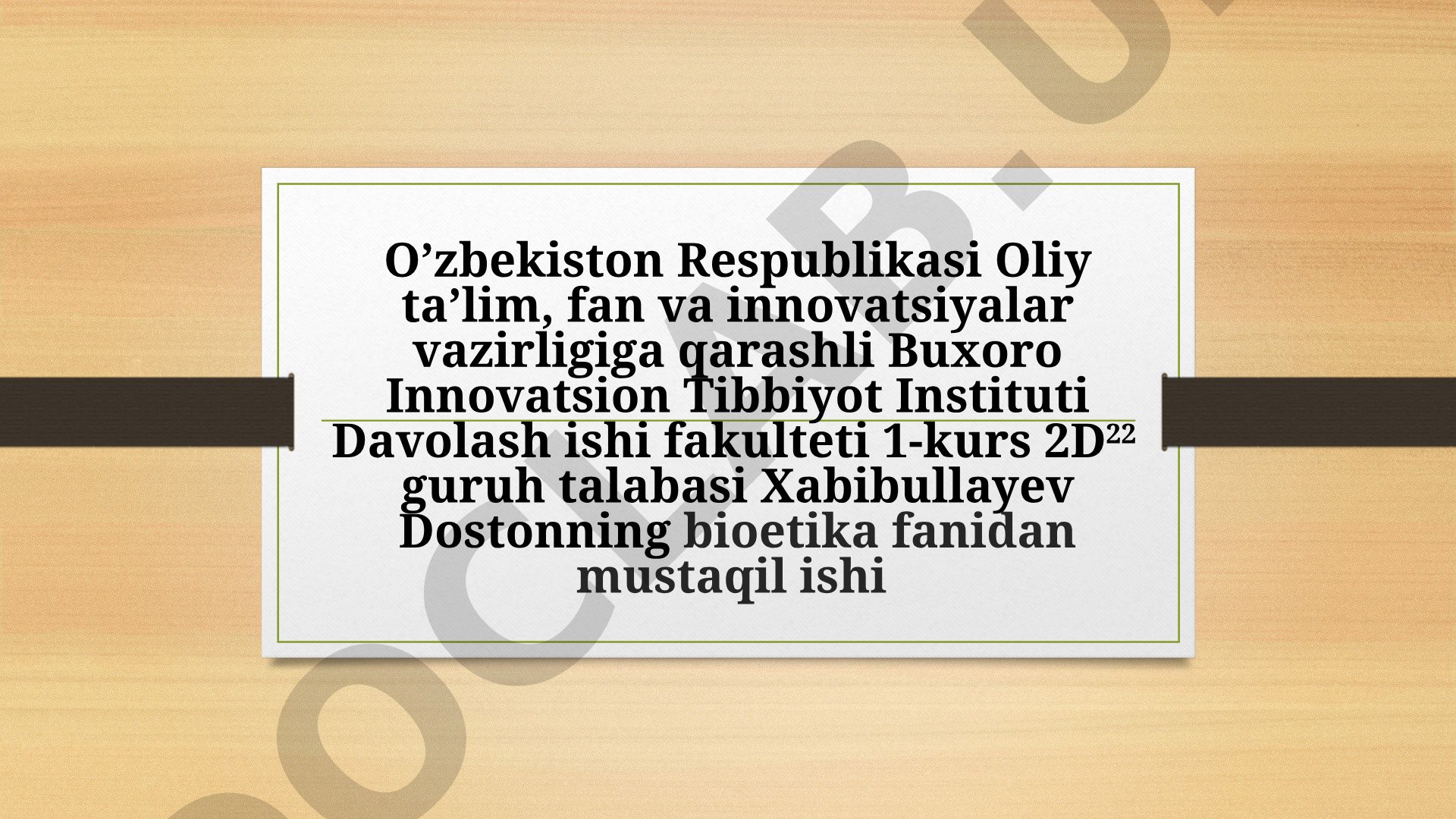 Tibbiy faoliyatda bevosita aktiv evtanaziyani etik-huquqiy baholash