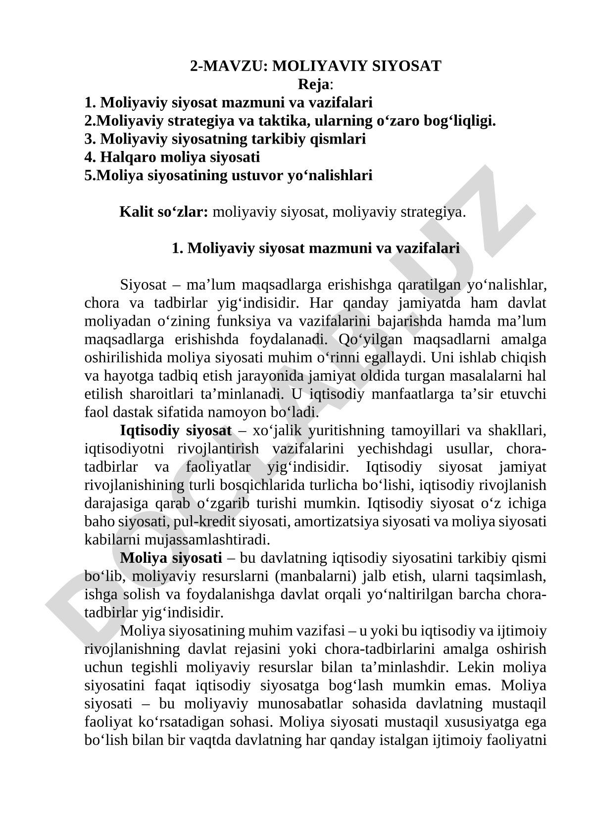 Moliyaviy siyosat