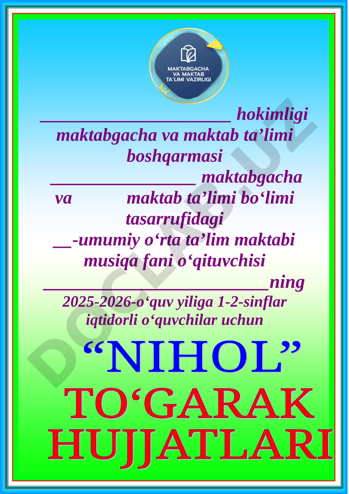 1-2-sinflar uchun musiqa to'garagi