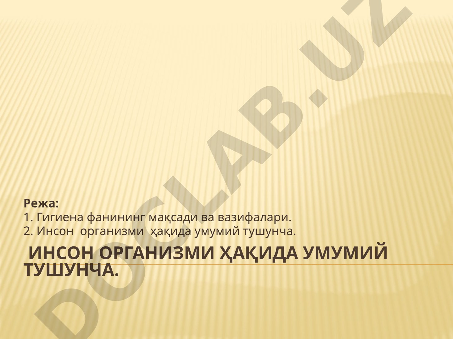 Инсон организми ҳақида умумий тушунча