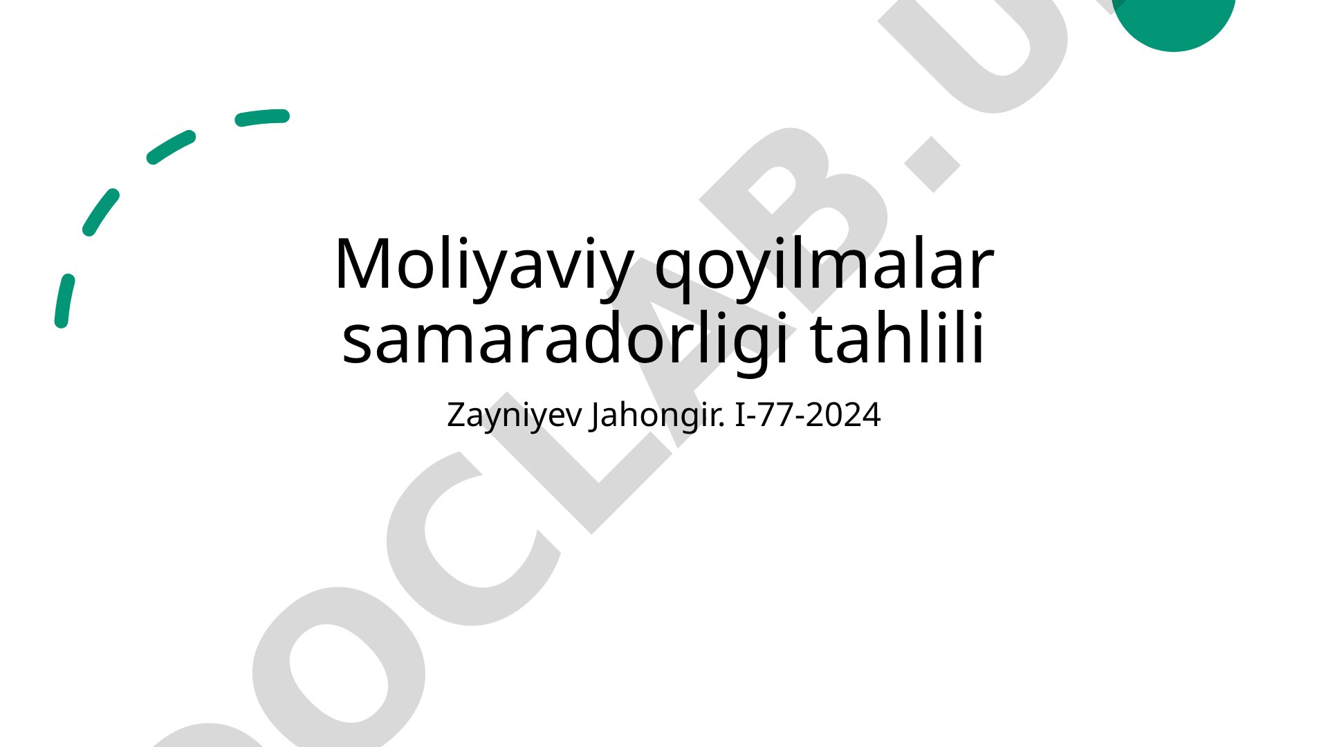 Moliyaviy qoyilmalar samaradorligi tahlili