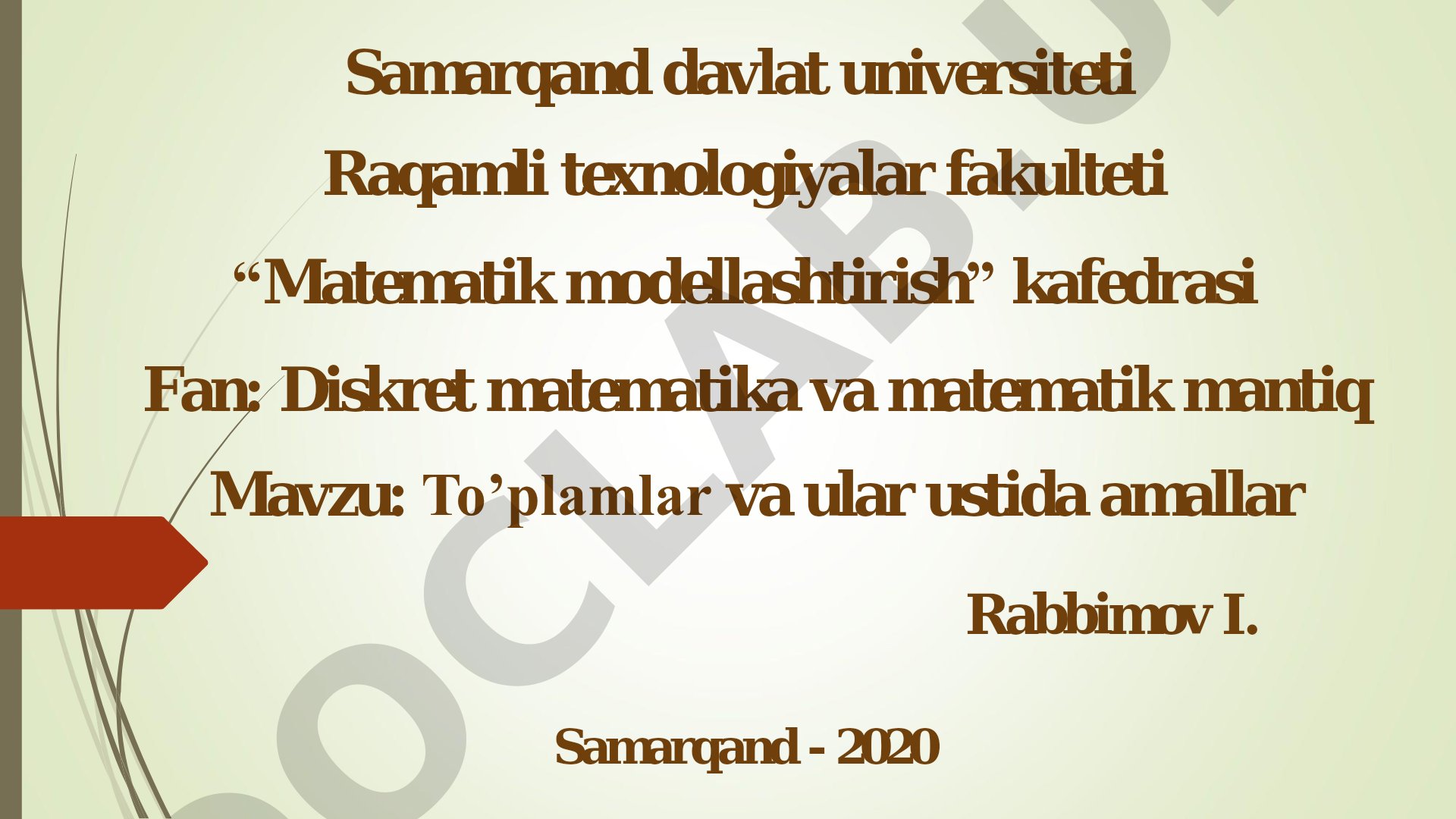 To’plamlar va ular ustida amallar